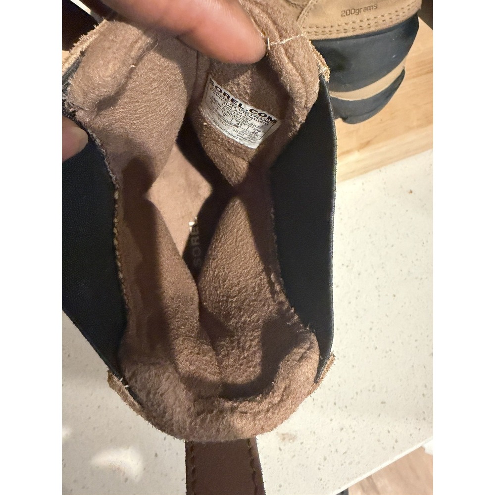 Sorel Buxton Mens Winter Boots Sz 8 Tan Black Suede Leather Waterproof Pull On - Picture 6 of 16